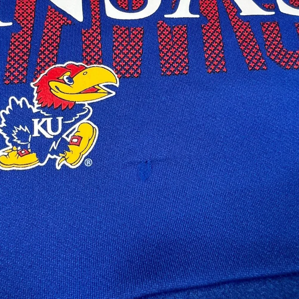 Adidas Mens Medium Blue KU Kansas Jayhawks Long Sleeve NCAA Football T-Shirt NWT